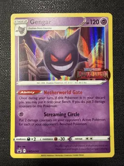 2022 Pokemon TCG Gengar SWSH241 Lost Origin Stamped Prerelease Black Star NM - Image 1