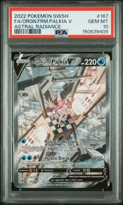 POKEMON SWORD & SHIELD ASTRAL RADIANCE FULL ART/ORIGIN FORME PALKIA V PSA 10 - Image 1