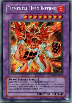Yugioh Elemental Hero Inferno PP02-EN010 Secret Rare NM - Image 1