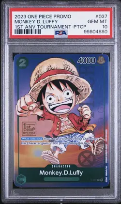 2023 ONE PIECE PROMOS #037 MONKEY D. LUFFY PSA 10 1st Anniversary Tournament - Image 1