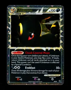 2010 Pokemon UMBREON PRIME Undaunted Set HOLO Ultra Rare HGSS Series Card 86/90 - Image 1