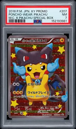 Pokemon TCG Poncho-Wearing Pikachu M Charizard X 207 Pokemon PSA 7 - Image 1