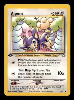 Aipom 26/111 Uncommon Neo Genesis Pokemon 1st Edition Near Mint - Image 1