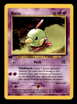 Natu 67/111 Common Neo Genesis Pokemon 1st Edition Near Mint - Image 1