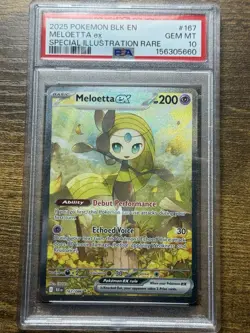 Meloetta ex PSA 10 English Pokemon Card 167 Black Bolt 2025 SIR Alt Art - Image 1