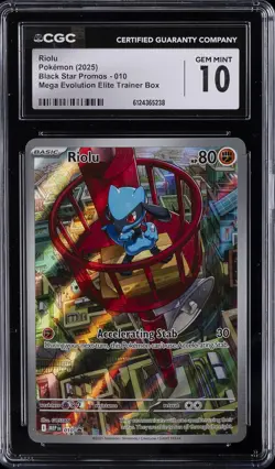2025 POKEMON MEP EN-ME BLACK STAR PROMO #010 RIOLU CGC 10 - Image 1