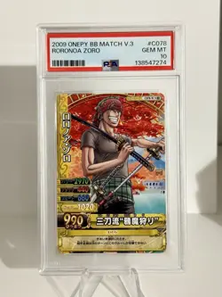 !! POP 3 !! 2009 VINTAGE ONE PIECE ONEPY BERRY MATCH VOL.3 RORONOA ZORO PSA 10 - Image 1