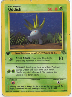 Oddish 1st Edition 58/64 Jungle Set Pokemon Card - Image 1