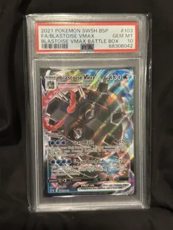 Pokemon SWSH103 Blastoise VMAX Battle Box Black Star Promo Card PSA 10 Holo 2021 - Image 1