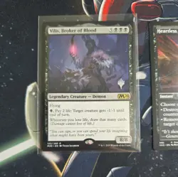 MTG Vilis Broker of Blood x1- -Core Set 2020 Promos-Lightly Played w bonus card - Image 1