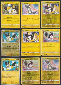 Emolga Pokemon Card Collection Set of 9 English Cards Reverse Holo Lightning - Image 1