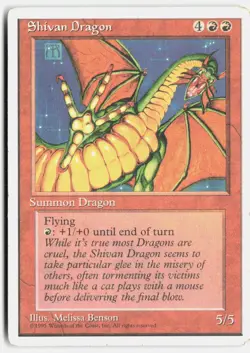 Shivan Dragon Rare Fourth Edition Magic: The Gathering Moderately Played - Image 1