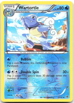 Wartortle 15/101 Uncommon Plasma Blast Pokemon Reverse Holo Moderately Played - Image 1