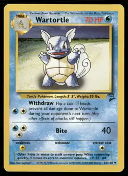 Wartortle 63/130 Uncommon Base Set 2 Pokemon Near Mint - Image 1