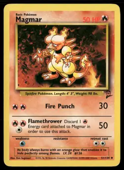 Magmar 51/130 Uncommon Base Set 2 Pokemon Moderately Played - Image 1