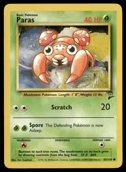 Paras 85/130 Common Base Set 2 Pokemon Lightly Played - Image 1