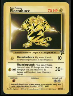 Electabuzz 24/130 Rare Base Set 2 Pokemon Moderately Played - Image 1