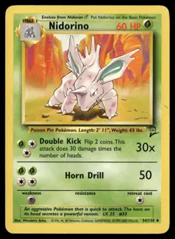 Nidorino 54/130 Uncommon Base Set 2 Pokemon Moderately Played - Image 1