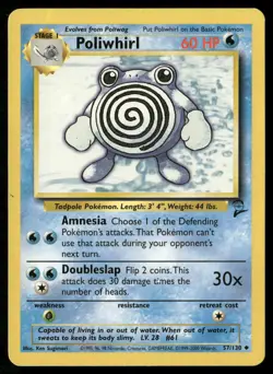 Poliwhirl 57/130 Uncommon Base Set 2 Pokemon Lightly Played - Image 1
