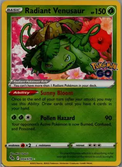 Radiant Venusaur Radiant Rare Pokemon GO 004/078 NM - Image 1