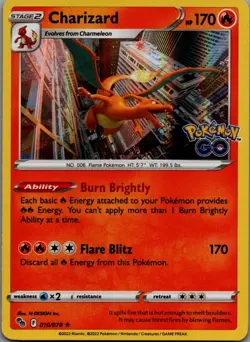 Charizard Holo Rare Pokemon GO 010/078 NM - Image 1