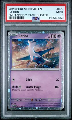 PSA 9 2024 POKEMON 073 LATIOS ENHANCED 2 PACK BLISTER COSMOS HOLO - TWO SWIRLS - Image 1