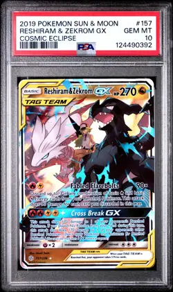 Reshiram & Zekrom GX - 157/236 - Ultra Rare - Cosmic Eclipse - Pokemon - PSA 10 - Image 1