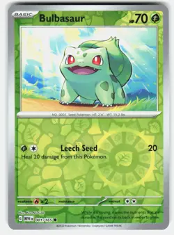 BULBASAUR 001/165 COMMON 151 POKEMON REVERSE HOLO NM/M - Image 1