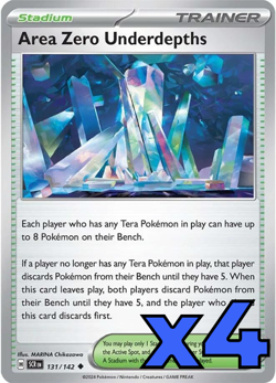 4x Area Zero Underdepths 131/142 Sv07: Stellar Crown PLAYSET x4 - Pokemon TCG - Image 1