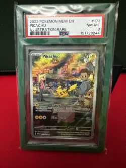 Pokemon 2023 Pikachu 173/165 SV 151 Illustration Rare Holo PSA 8 English - Image 1
