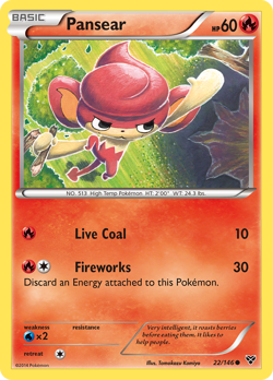 PANSEAR 22/146 COMMON XY POKEMON HEAVILY PLAYED - Image 1