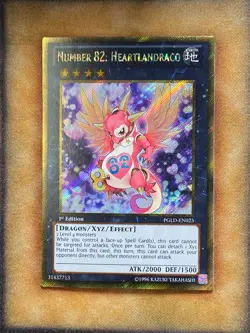 Yugioh Number 82: Heartlandraco PGLD-EN025 Gold Secret Rare 1st Ed NM - Image 1