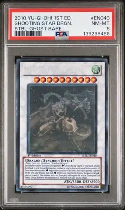 2010 YuGiOh Shooting Star Dragon 1st Edition Ghost Rare STBL-EN040 PSA 8 - Image 1