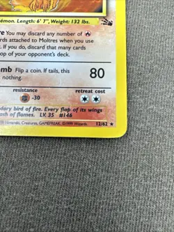 1999 Fossil Pokemon Card Moltres 12/62 Holo Rare MP - Image 5