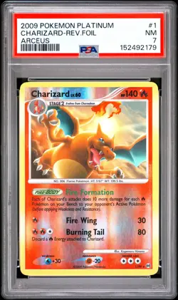 2009 POKEMON PLATINUM ARCEUS #1 CHARIZARD-REVERSE FOIL PSA 7 - Image 1