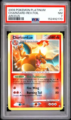 2009 POKEMON PLATINUM ARCEUS #1 CHARIZARD-REVERSE FOIL PSA 7 - Image 1