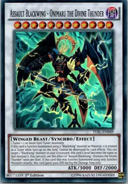 Yugioh Assault Blackwing - Onimaru the Divine Thunder TDIL-EN049 1st Ed Super NM - Image 1