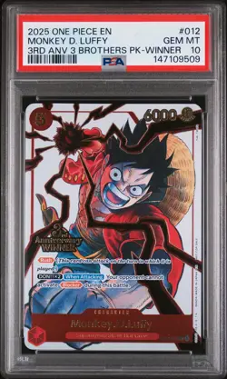 2025 ONE PIECE 3RD ANNIVERSARY TOURNAMENT 3 BROTHERS PACK MONKEY D. LUFFY PSA 10 - Image 1