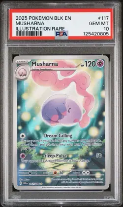 2025 Pokemon Black Bolt # 117 Musharna Illustration Rare PSA 10 Card GEM MINT! - Image 1