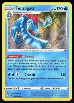 Feraligatr 057/264 Holo Rare Fusion Strike Pokemon Holo Lightly Played - Image 1