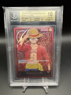 ✅ BGS 10 - Super Pre-Release - Monkey D Luffy Leader ST01-001 - One Piece - Image 1