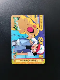 Pikachu & Ash Bandai Carddass Vending Series 6 LP Vintage Japanese Pokemon Card - Image 1