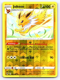 Jolteon 047/185 Rare Vivid Voltage Pokemon Reverse Holo Near Mint - Image 1