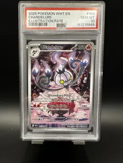 2025 POKEMON WHT EN-WHITE FLARE ILLUSTRATION RARE 103 CHANDELURE PSA 10 - Image 1