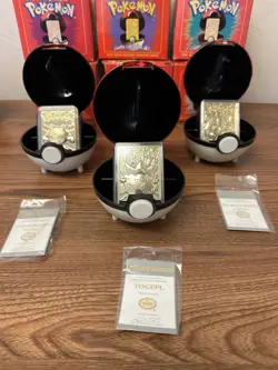 1999 BURGER KING Pokemon 23K Gold Plated Cards - Set of 6 with Box, Ball & COA - Image 3
