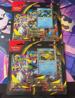 2x Pokemon TCG Mega Evolution Triple Blister Booster Packs Golduck & Psyduck ✅ - Image 1