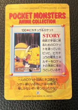 #Pokemon Pikachu 130 Carddass Bandai Anime Collection 1998 Japanese US SELLER LP - Image 2