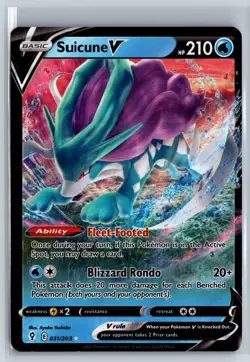 Suicune Pokemon TCG Evolving Skies Ultra Rare 031/203 Pokemon NM Foil - Image 1