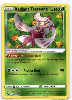 Pokemon TCG Radiant Tsareena 016/195 Silver Tempest Holo Rare Lightly Played - Image 1