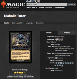 2001 MTG Magic the Gathering Odyssey #129 Diabolic Tutor Uncommon Vintage NM - Image 3